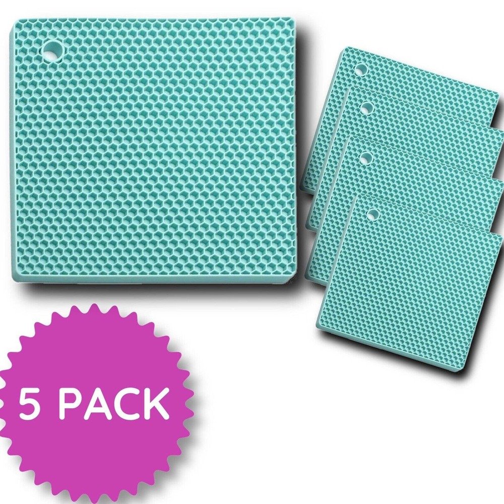 Countertop Trivet Square Pads Heat Resistant Table mats mat 5 Pack Silicone